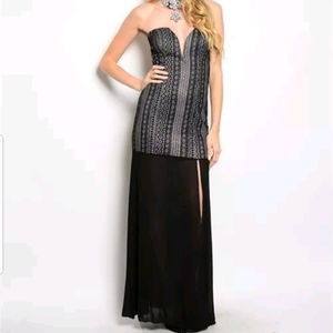 Vivayou Black Glitter Design Sweetheart Dress